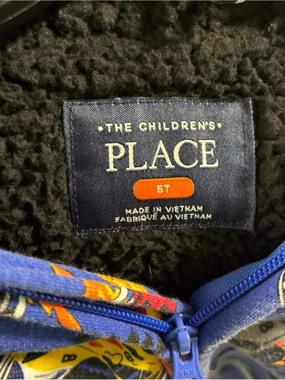 The Children's Place Royal Blue Hooded Zip Jacket with Racing Car Print